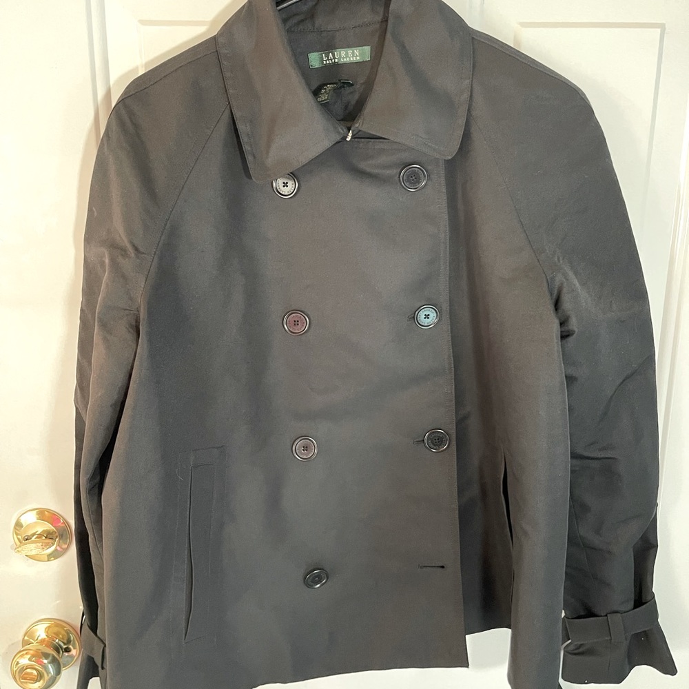 Lauren Ralph Lauren black short trench coat size L